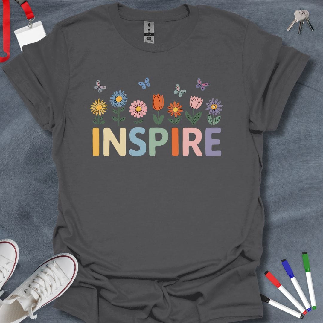 Teacher T-Shirt Charcoal / S Inspire Floral T-Shirt