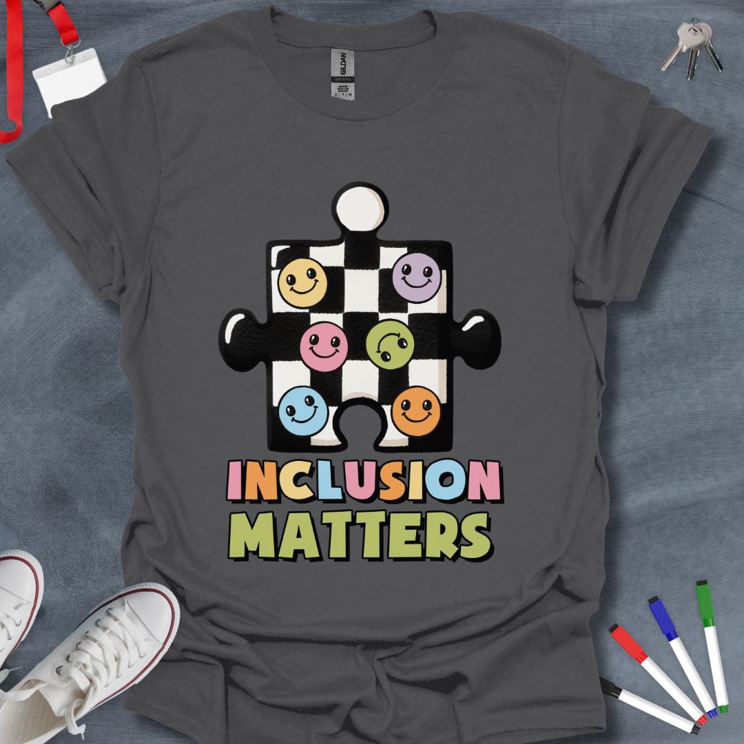 Teacher T-Shirt Charcoal / S Inclusion Matters Puzzle T-Shirt