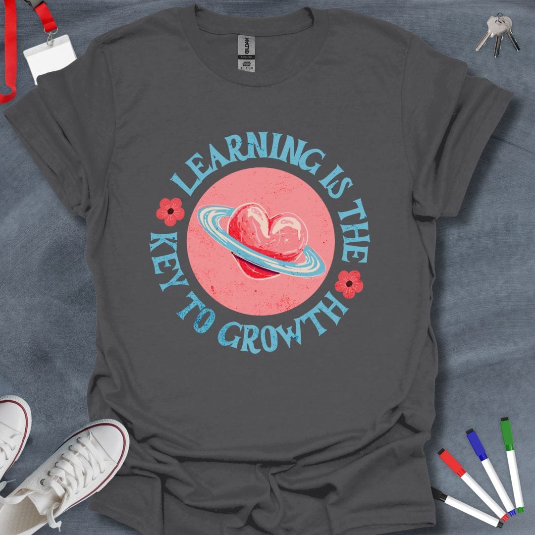 Teacher T-Shirt Charcoal / S Learning is the Key to Growth Planetary T-Shirt