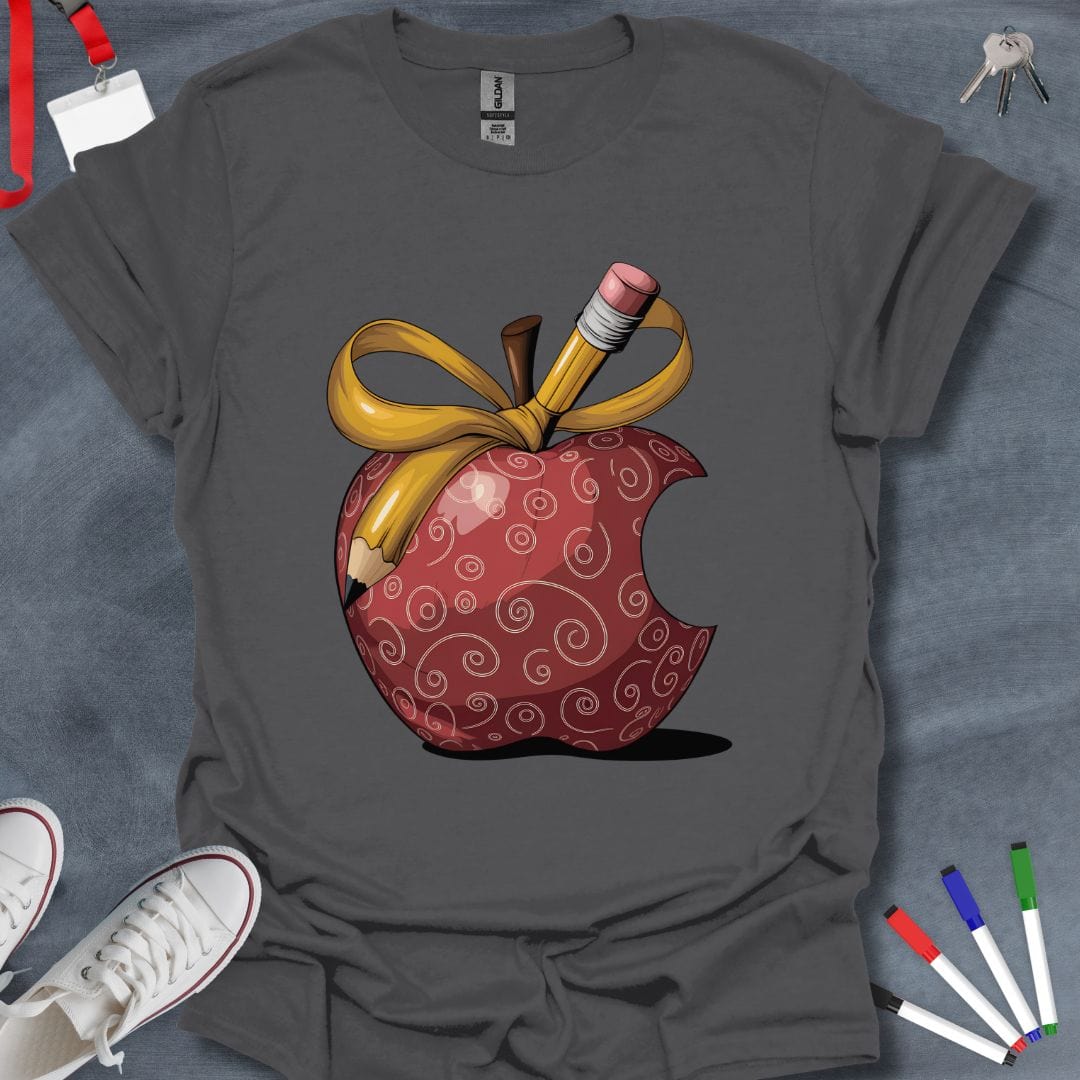 Teacher T-Shirt Charcoal / S Creative Core Teacher's Apple and Pencil T-Shirt