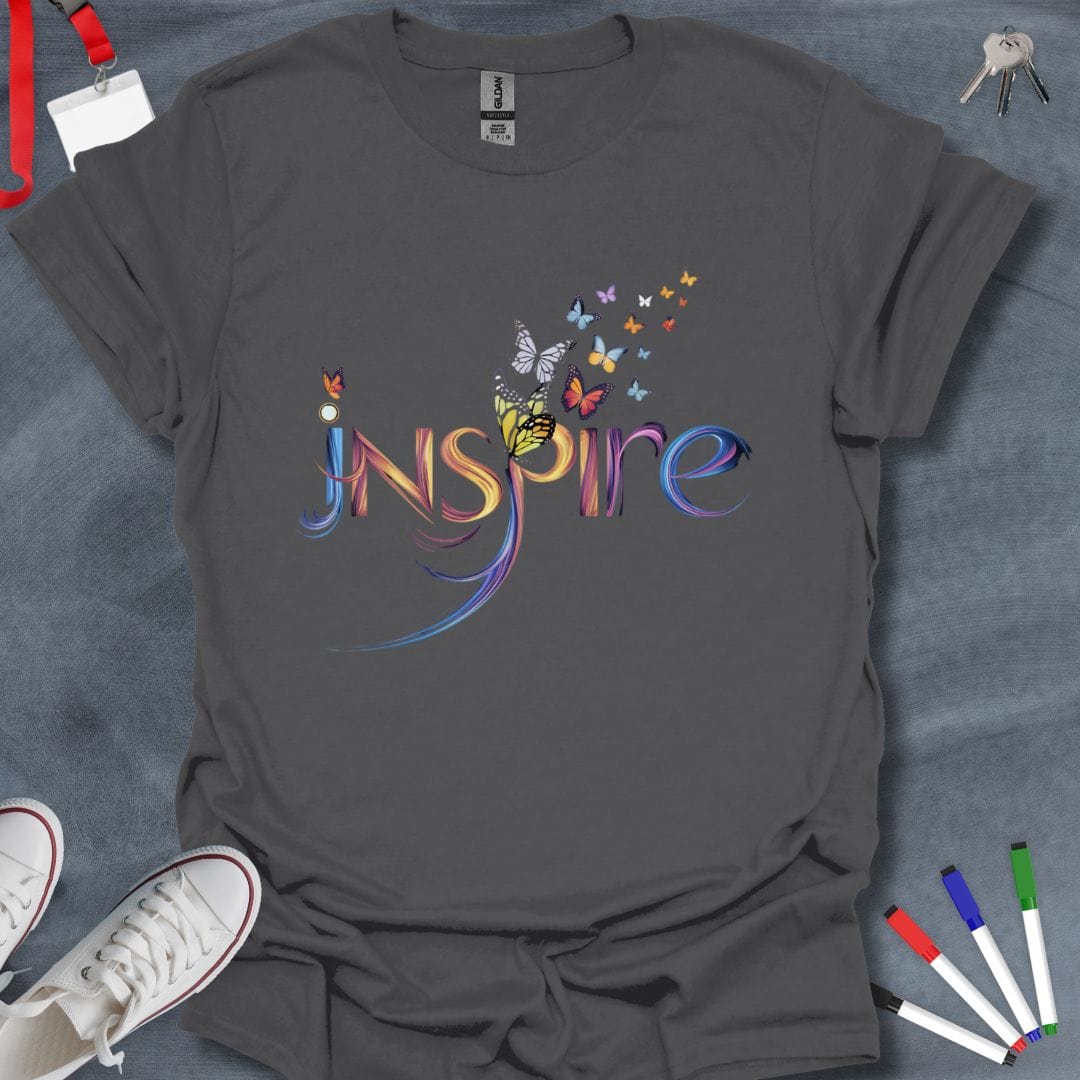 Teacher T-Shirt Charcoal / S Colorful Inspire Butterfly T-Shirt