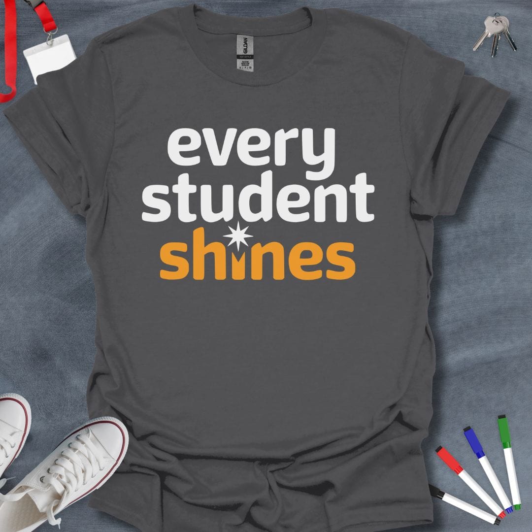 Teacher T-Shirt Charcoal / S Every Student Shines Star Motif T-Shirt