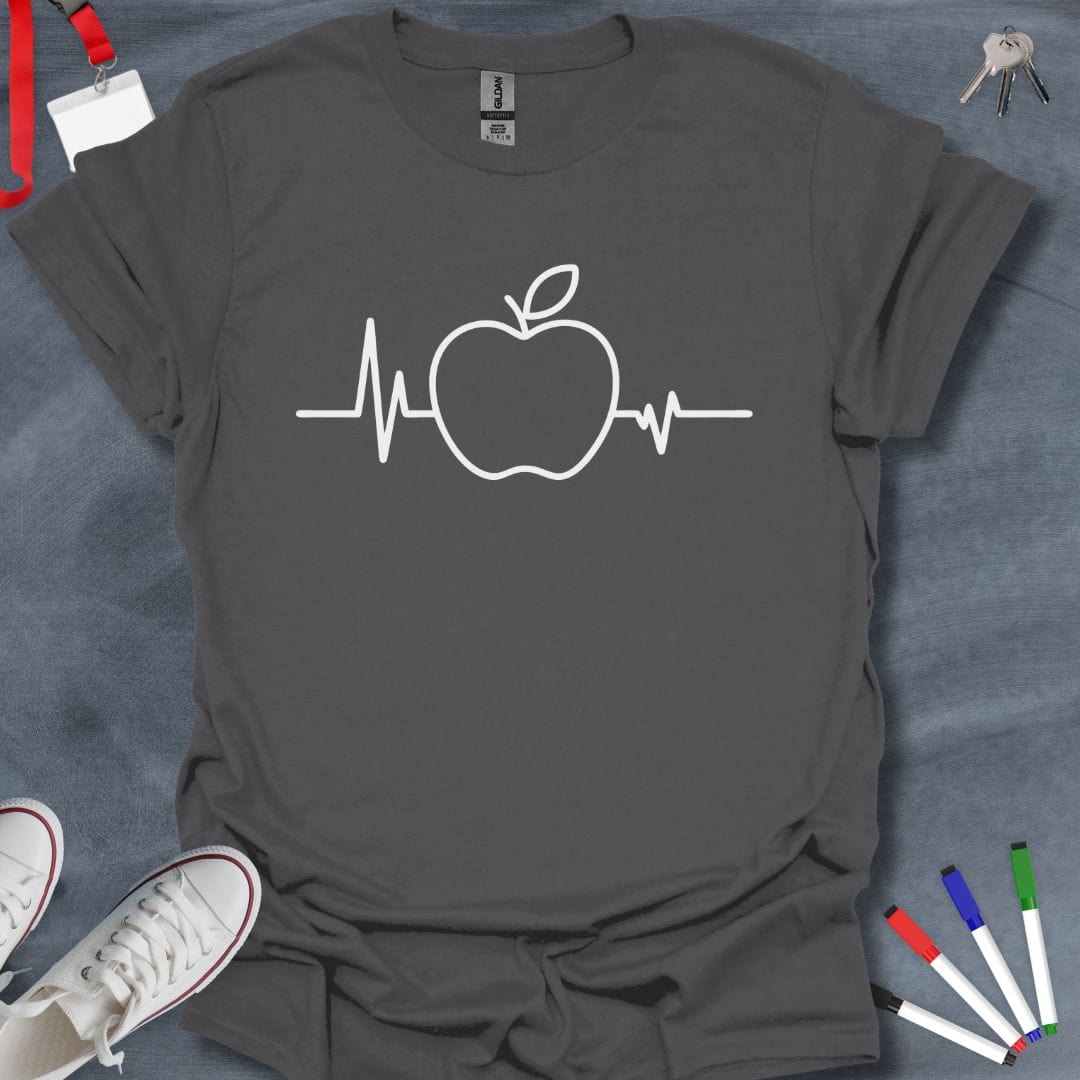 Teacher T-Shirt Charcoal / S Heart of Education Apple EKG T-Shirt