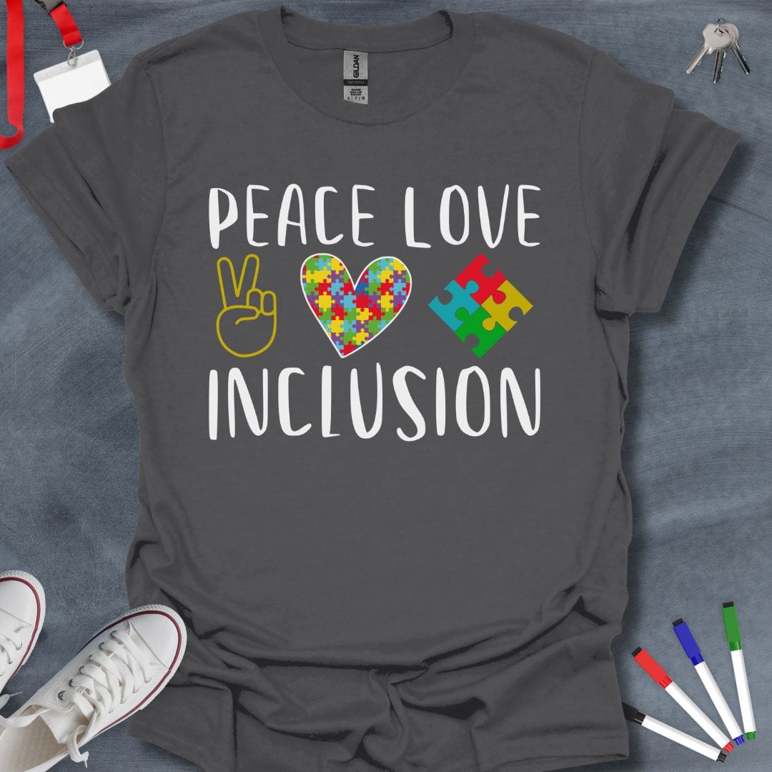 Teacher T-Shirt Charcoal / S Peace Love Inclusion T-Shirt