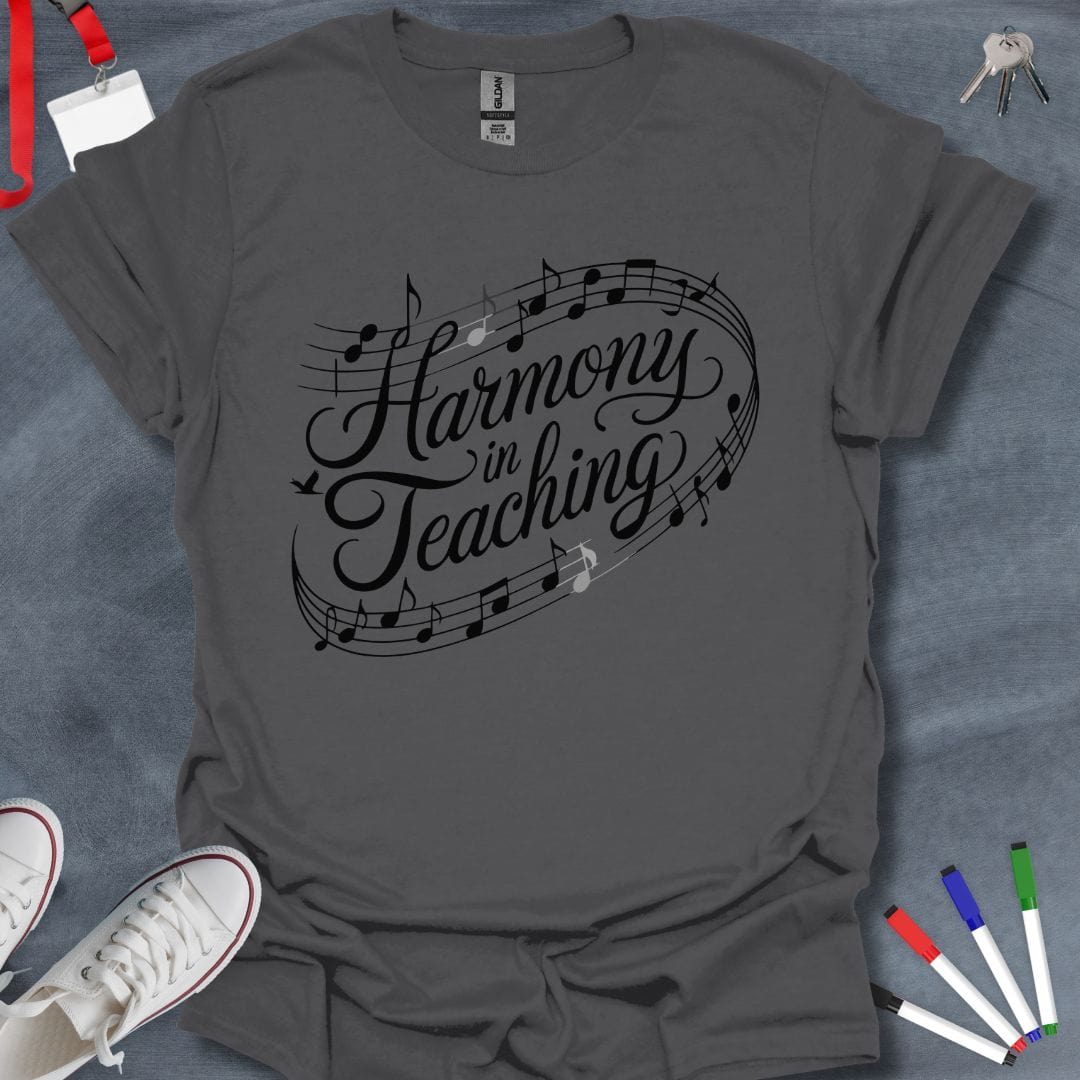 Teacher T-Shirt Charcoal / S Harmony in Teaching Flowing Music Notes T-Shirt