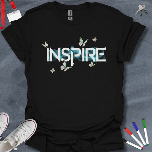 Teacher T-Shirt Black / S Inspire Butterfly T-Shirt