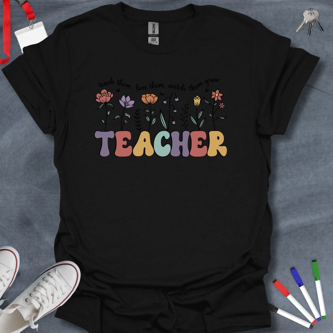 Teacher T-Shirt Black / S Floral Teacher T-Shirt