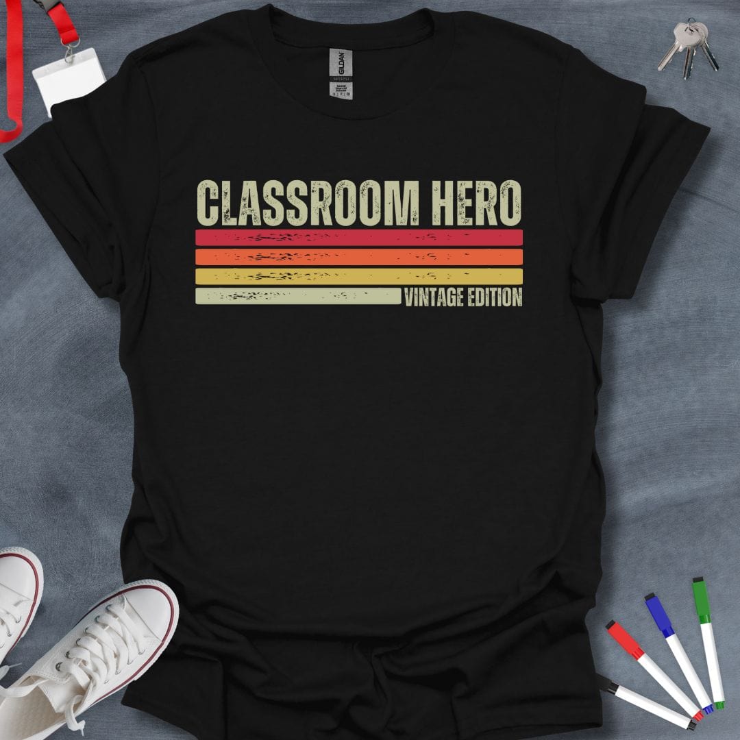 Teacher T-Shirt Black / S Vintage Classroom Hero T-Shirt