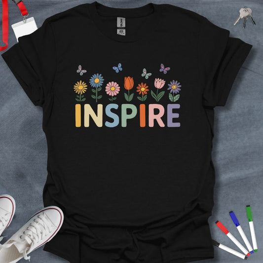 Teacher T-Shirt Black / S Inspire Floral T-Shirt