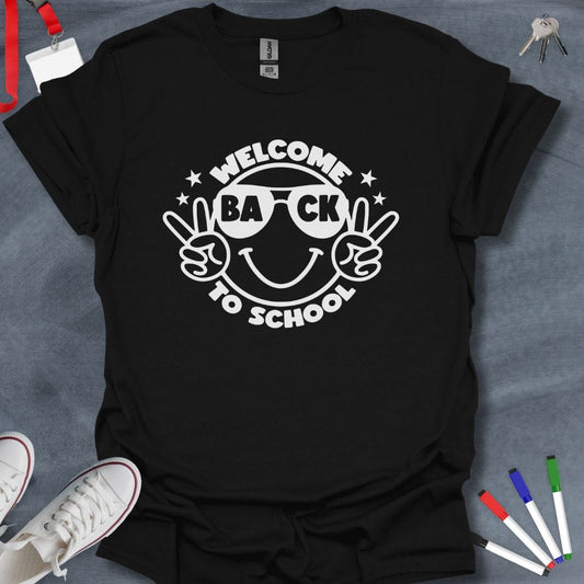 Teacher T-Shirt Black / S Welcome Back Smiling Face T-Shirt