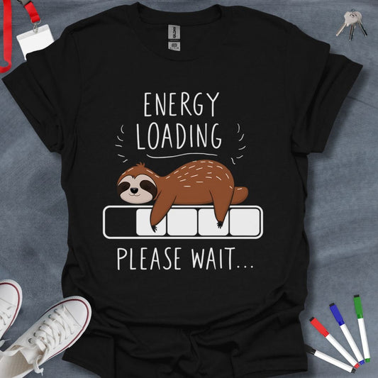 Teacher T-Shirt Black / S Energy Loading Sloth T-Shirt