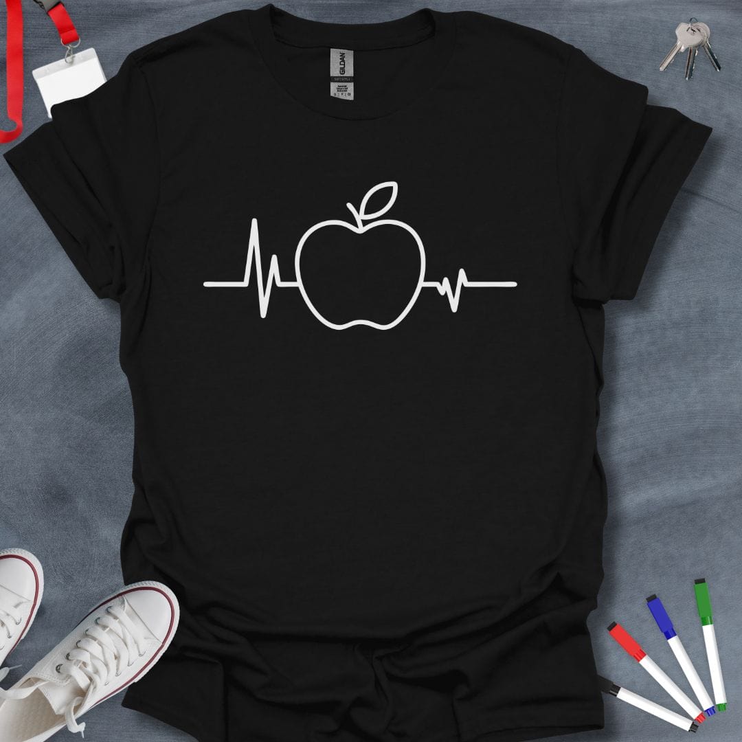 Teacher T-Shirt Black / S Heart of Education Apple EKG T-Shirt