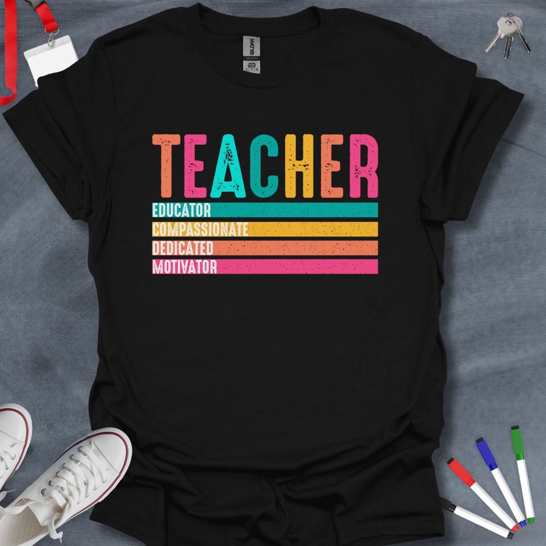 Teacher T-Shirt Black / S Vibrant Educator Values T-Shirt