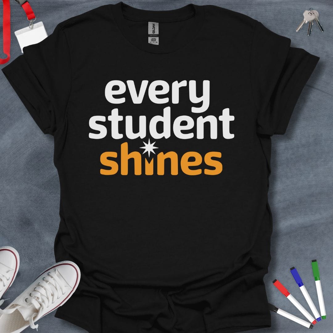 Teacher T-Shirt Black / S Every Student Shines Star Motif T-Shirt