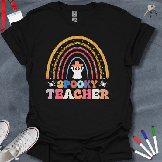 Teacher T-Shirt Black / S Spooky Teacher Rainbow T-Shirt