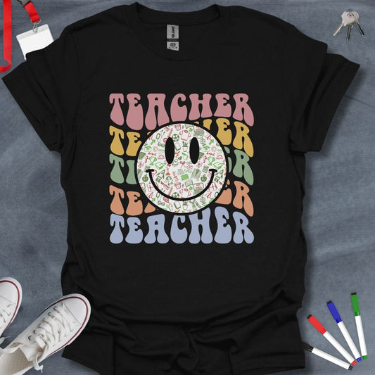 Teacher T-Shirt Black / S Smiley Teacher Retro T-Shirt