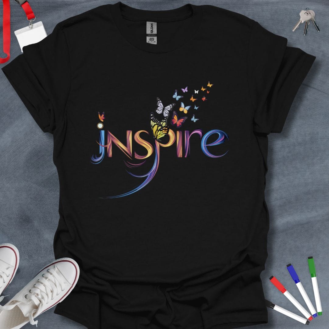 Teacher T-Shirt Black / S Colorful Inspire Butterfly T-Shirt