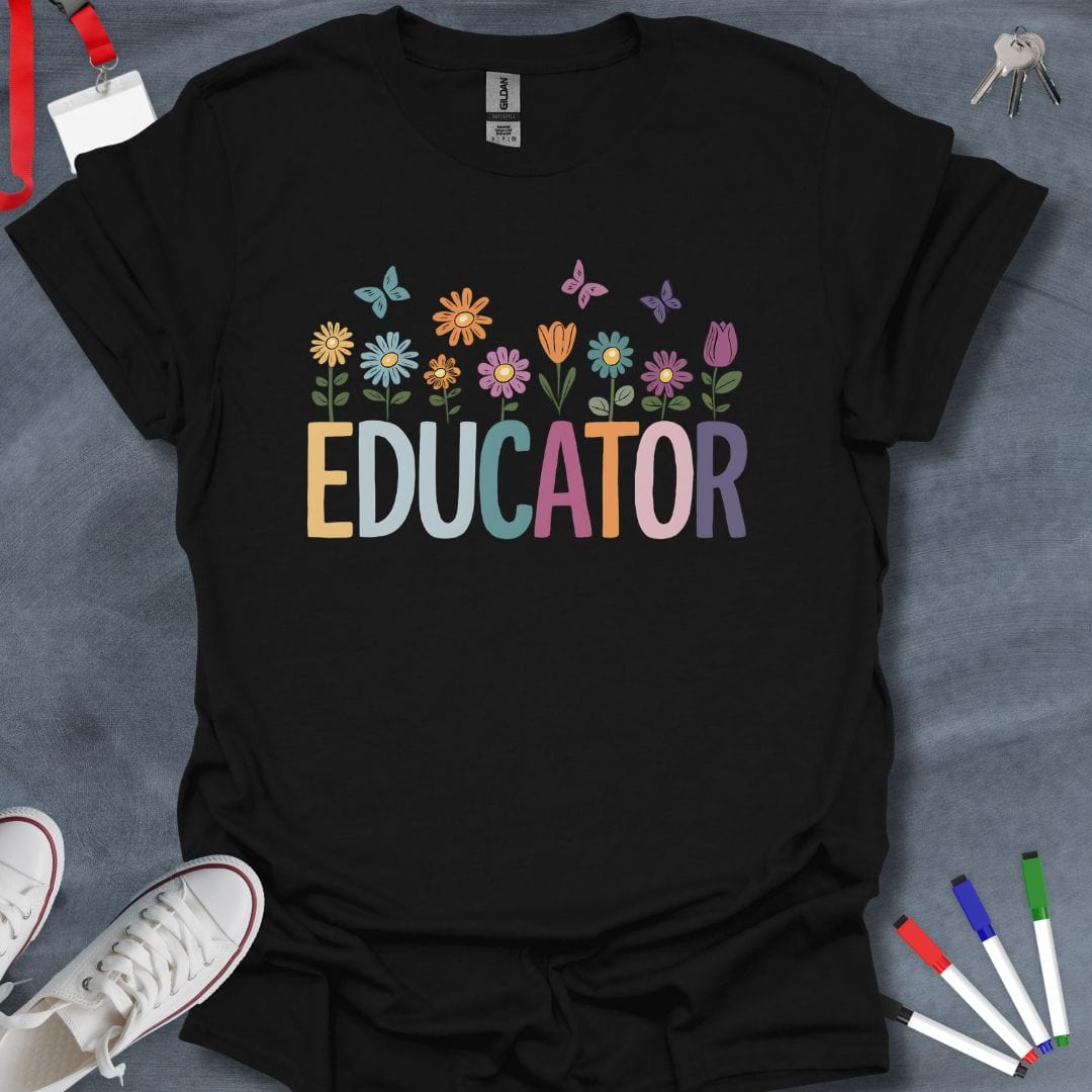 Teacher T-Shirt Black / S Floral Educator T-Shirt