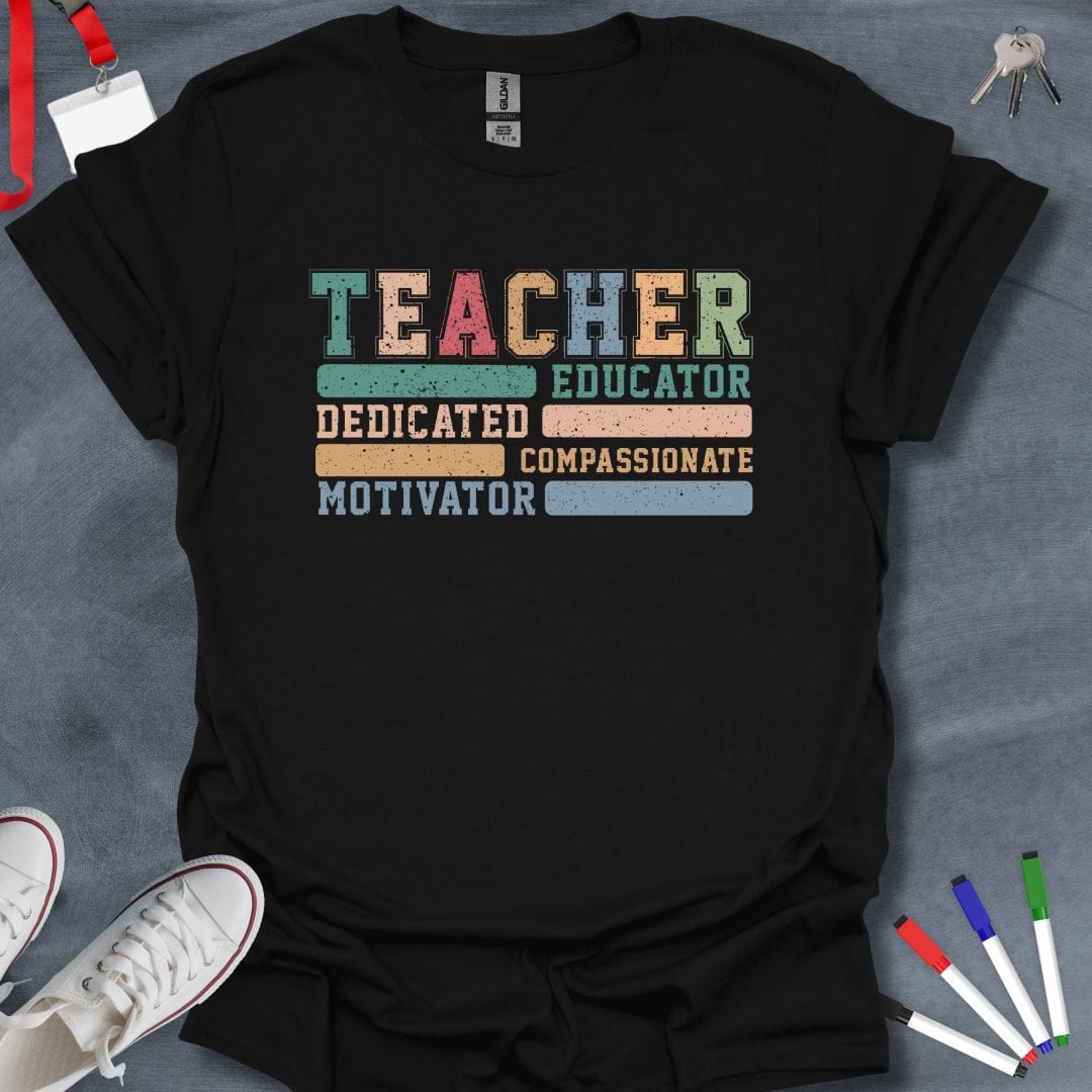 Teacher T-Shirt Black / S Teacher Traits Multicolored T-Shirt