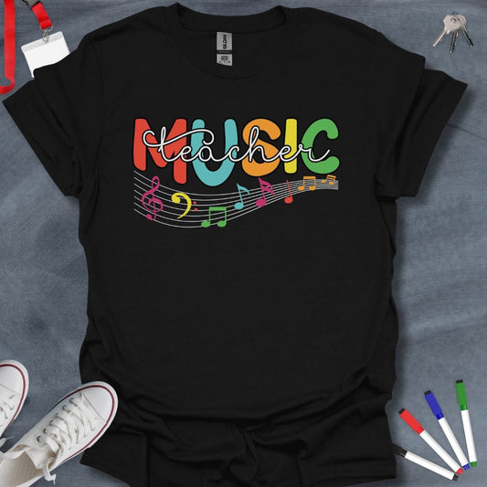 Teacher T-Shirt Black / S Colorful Music Teacher Notes T-Shirt