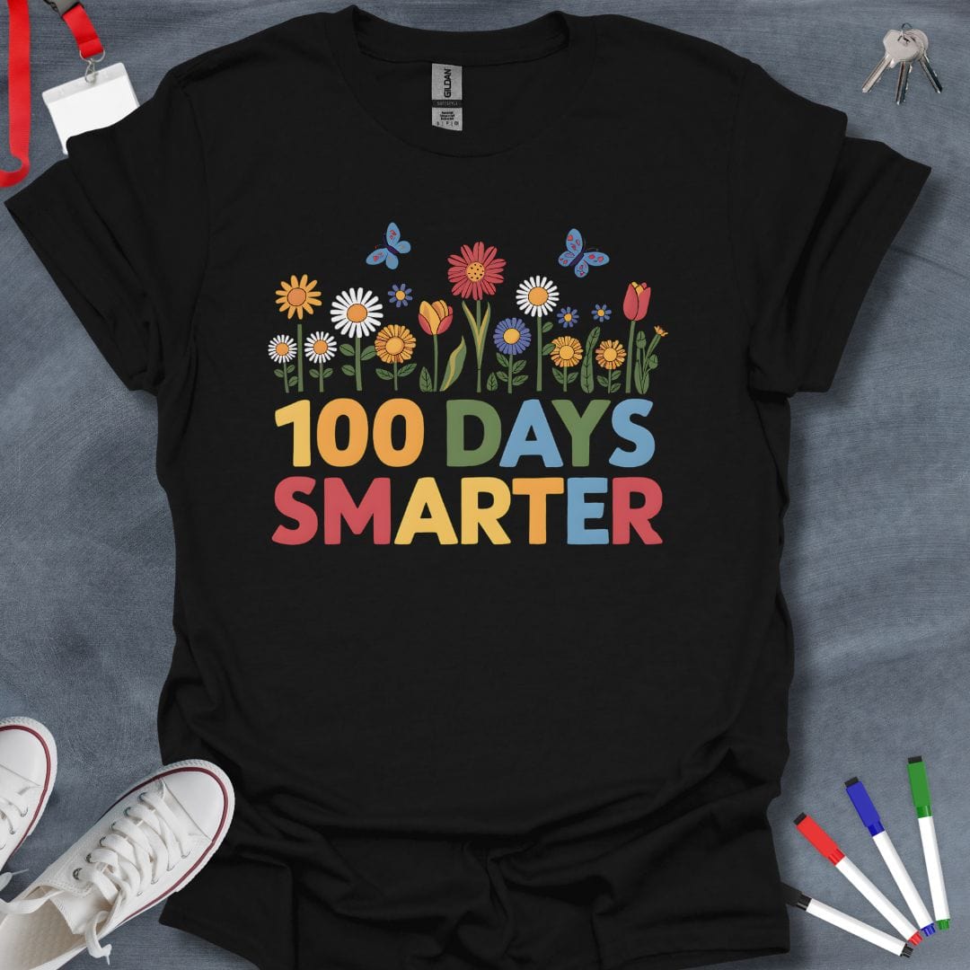 Teacher T-Shirt Black / S 100 Days Smarter T-Shirt