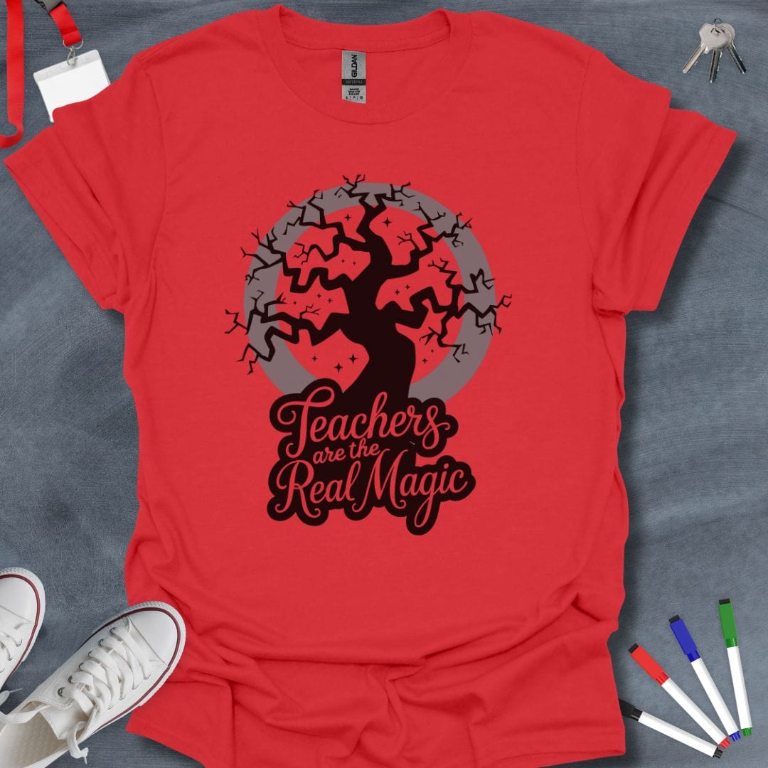 Teacher T-Shirt Red / S Teachers Are Real Magic Crescent Moon T-Shirt