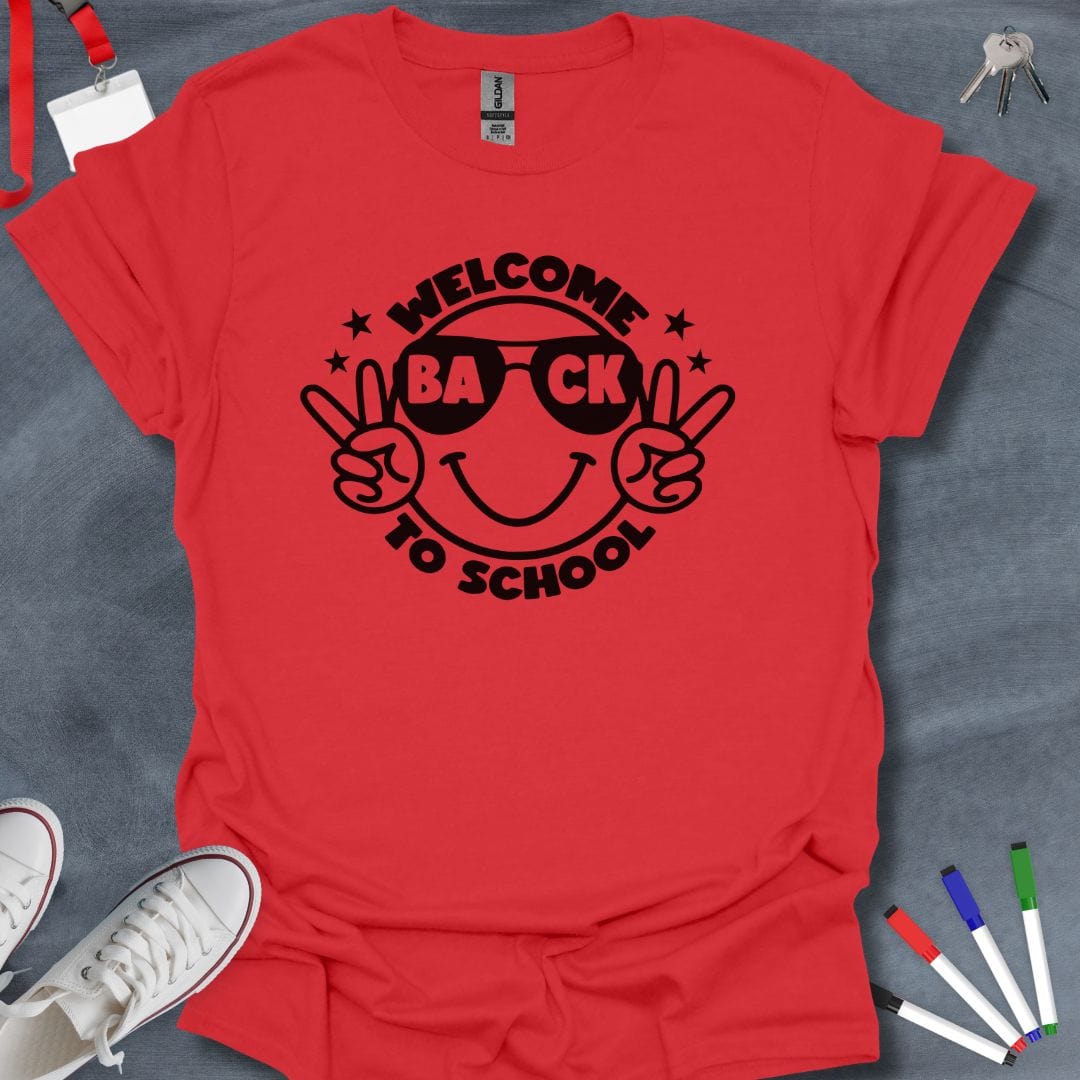 Teacher T-Shirt Red / S Welcome Back Smiling Face T-Shirt