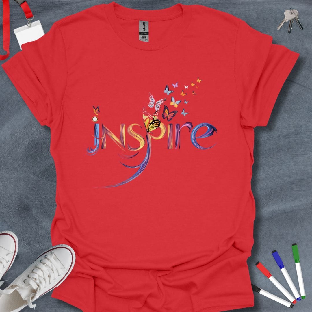 Teacher T-Shirt Red / S Colorful Inspire Butterfly T-Shirt