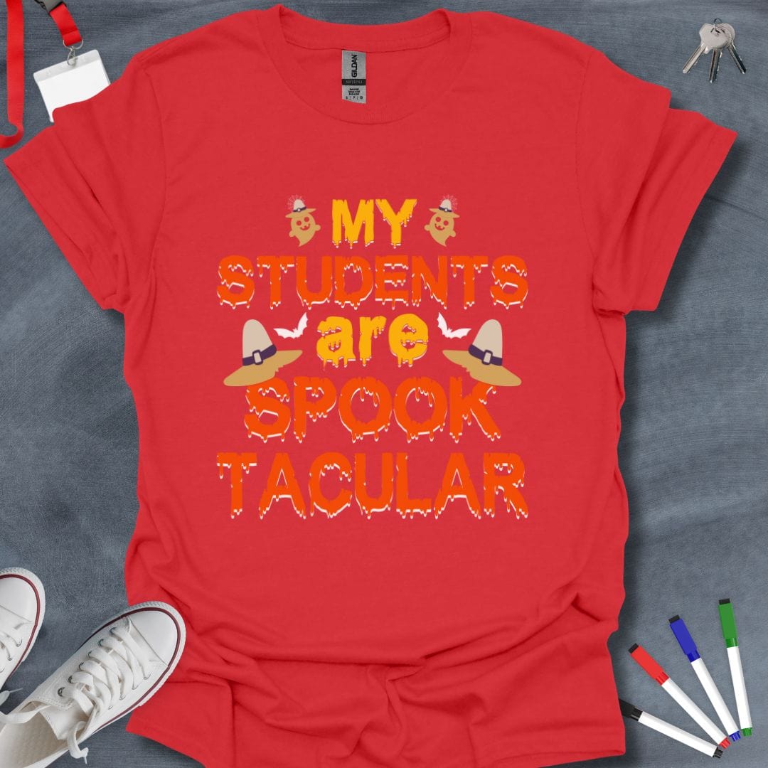 Teacher T-Shirt Red / S My Students Are Spooktacular Halloween T-Shirt