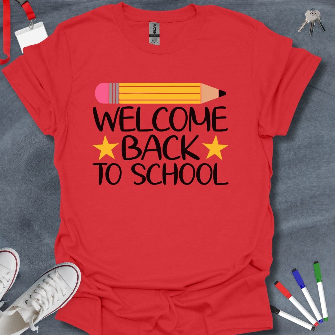 Teacher T-Shirt Red / S Stars Welcome Back to School T-Shirt