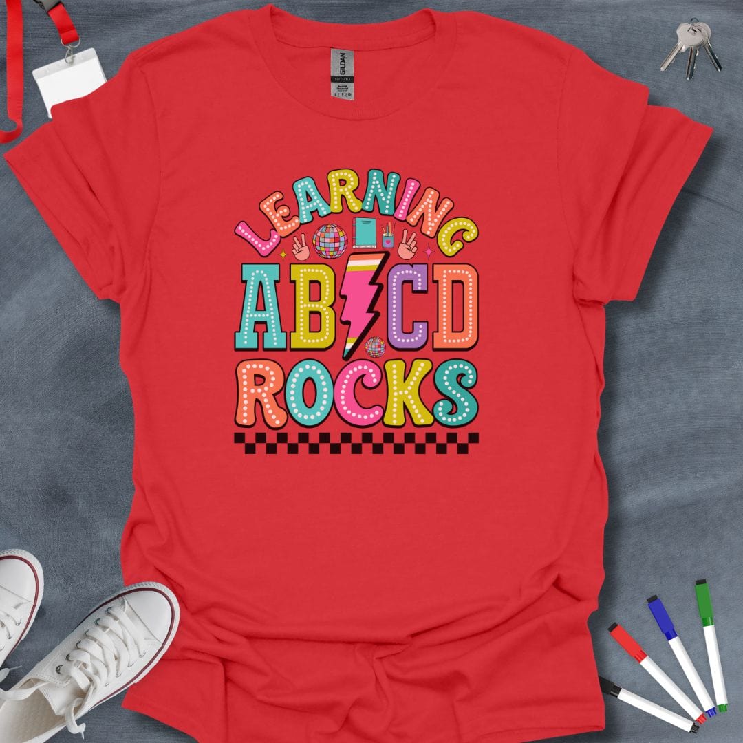 Teacher T-Shirt Red / S Learning ABCD Rocks T-Shirt