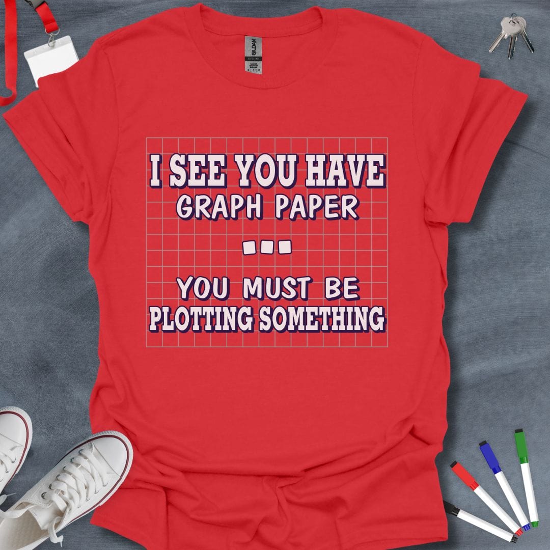 Teacher T-Shirt Red / S Graph Paper Plotter T-Shirt