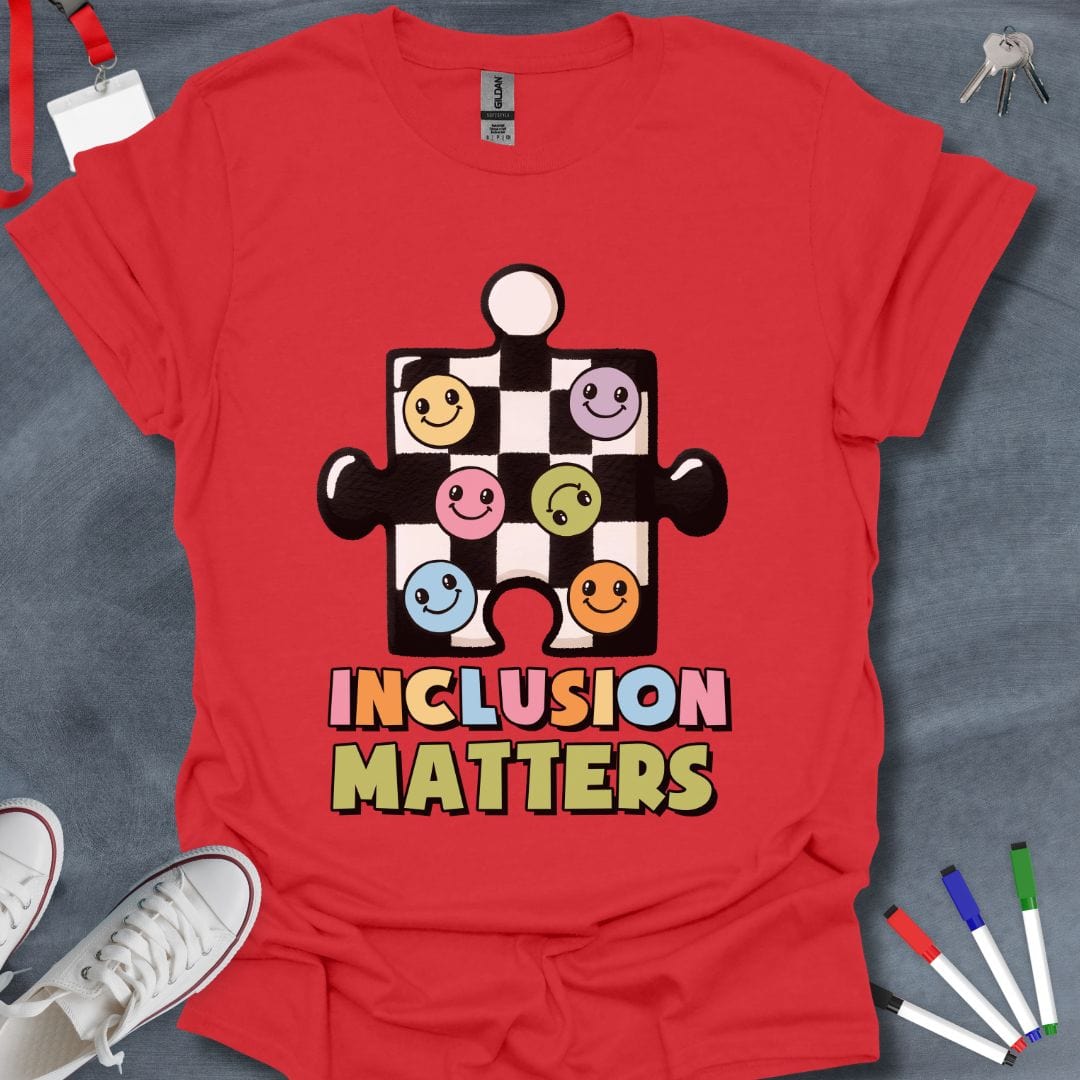 Teacher T-Shirt Red / S Inclusion Matters Puzzle T-Shirt