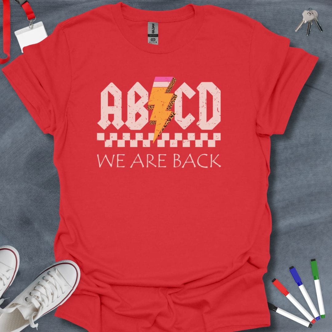 Teacher T-Shirt Red / S Back to School Bold ABCD T-Shirt