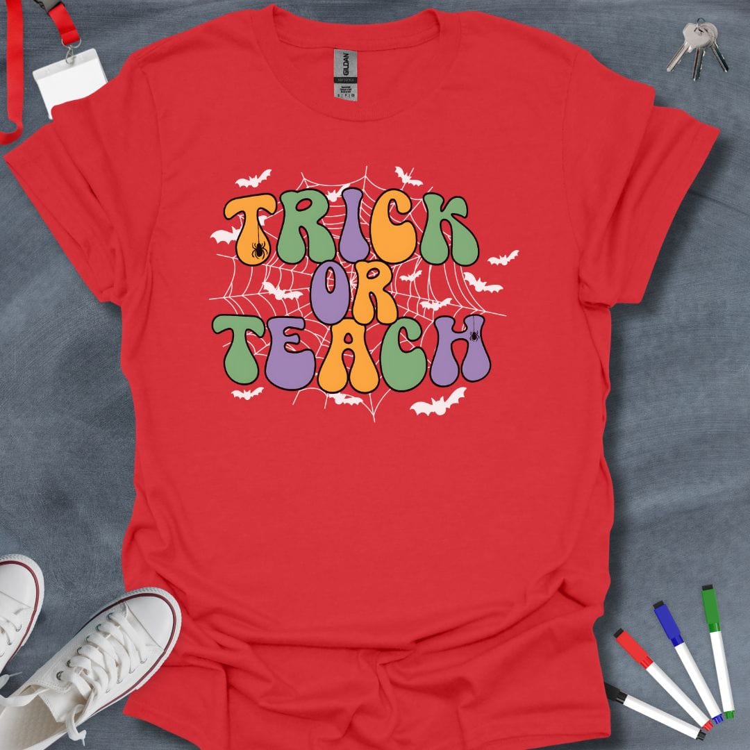 Teacher T-Shirt Red / S Trick or Teach Halloween T-Shirt