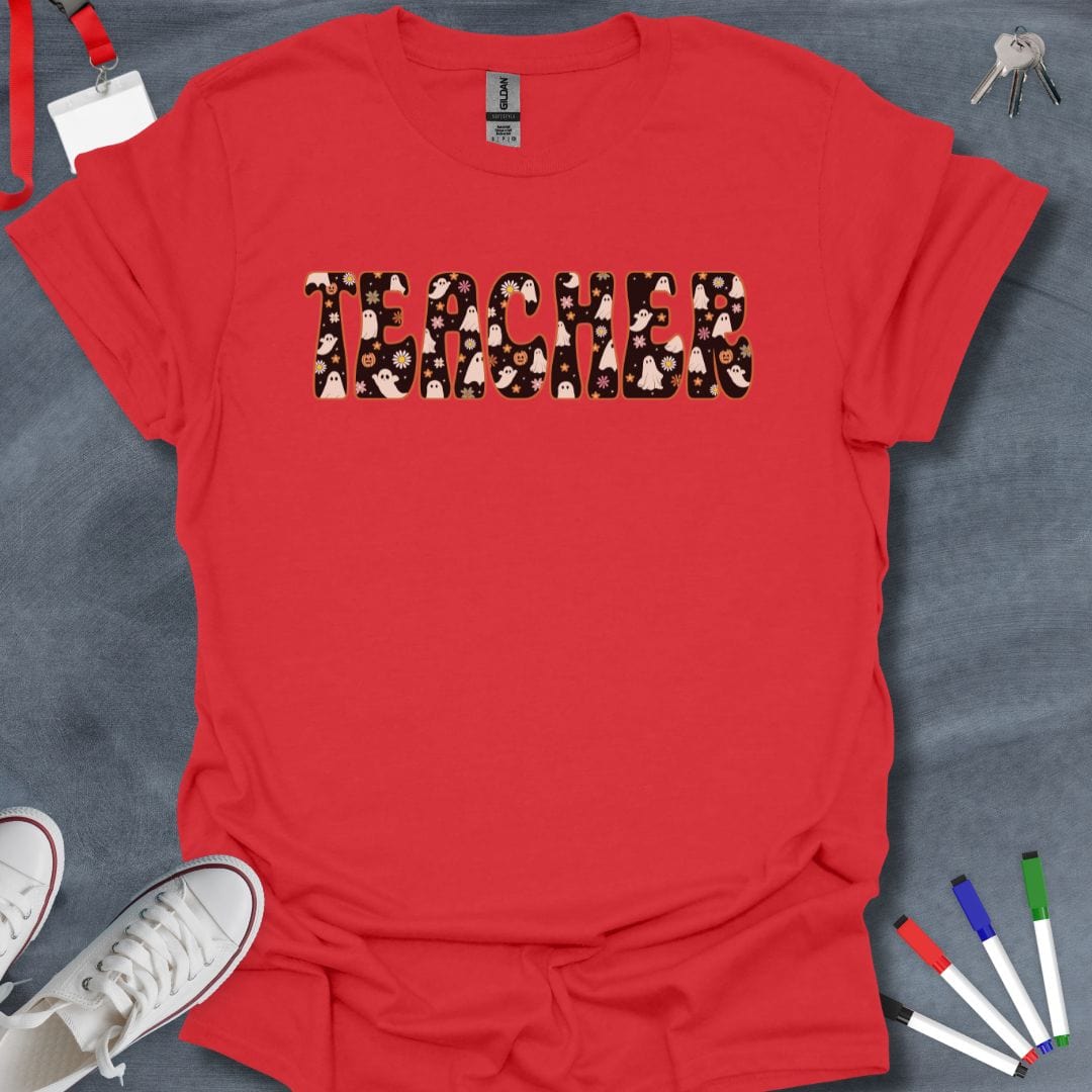 Teacher T-Shirt Red / S Halloween Teacher Ghost T-Shirt