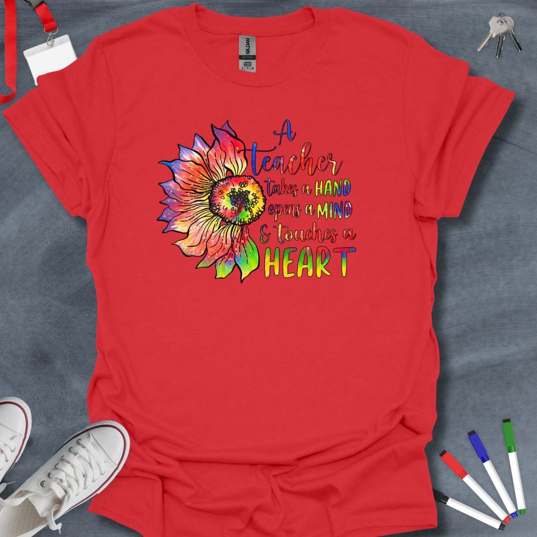 Teacher T-Shirt Red / S Inspiring Teacher Sunflower T-Shirt