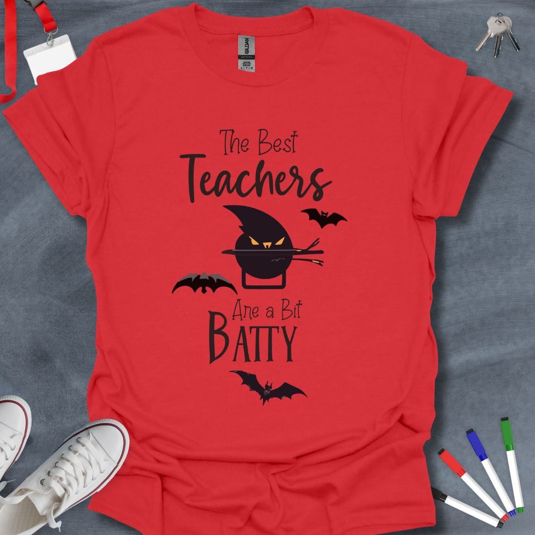 Teacher T-Shirt Red / S Best Teachers Are a Bit Batty Halloween T-Shirt