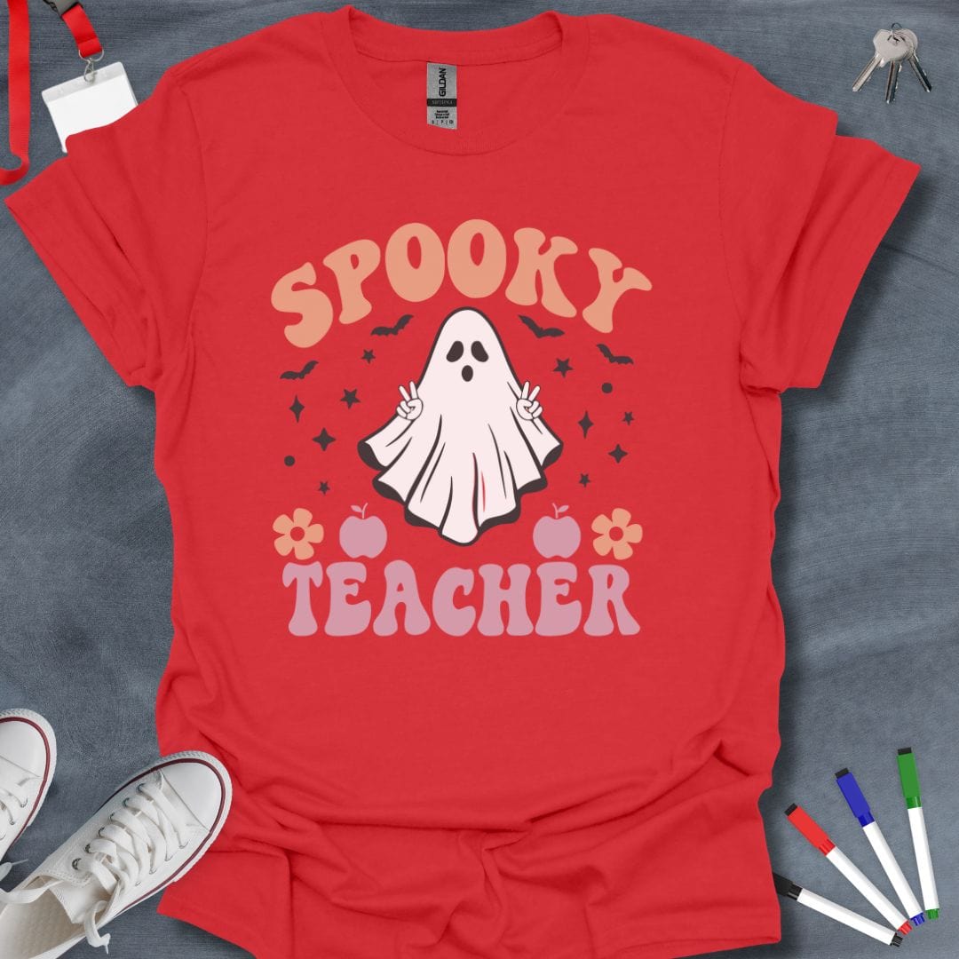 Teacher T-Shirt Red / S Spooky Teacher Ghost T-Shirt