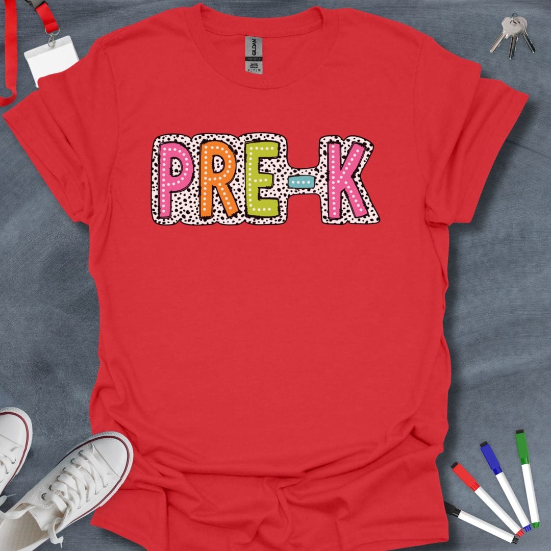 Teacher T-Shirt Red / S Pre-K Dalmatian Dots T-Shirt