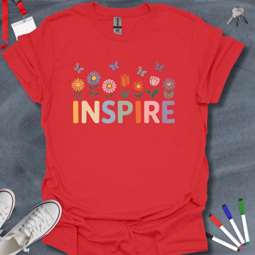 Teacher T-Shirt Red / S Inspire Floral T-Shirt