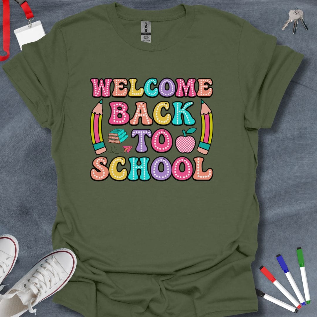 Teacher T-Shirt Military Green / S Welcome Back to School T-Shirt