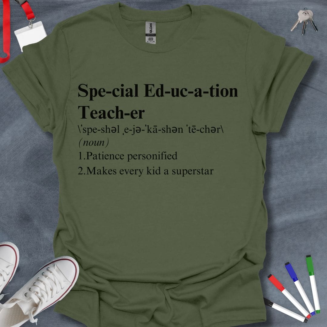 Teacher T-Shirt Military Green / S Special Education Teacher's Heartbeat T-Shirt