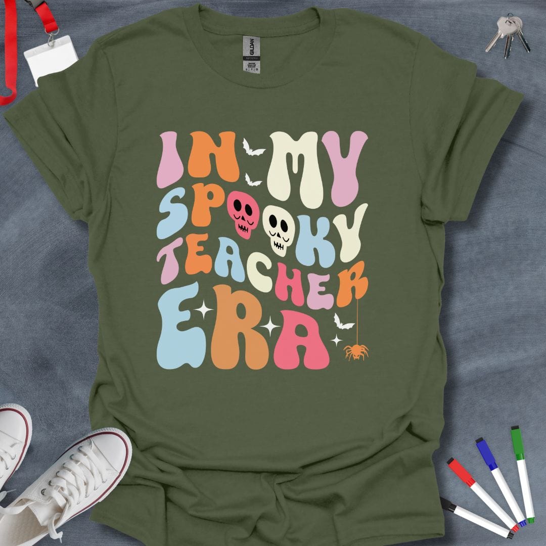 Teacher T-Shirt Military Green / S In My Spooky Teacher Era T-Shirt