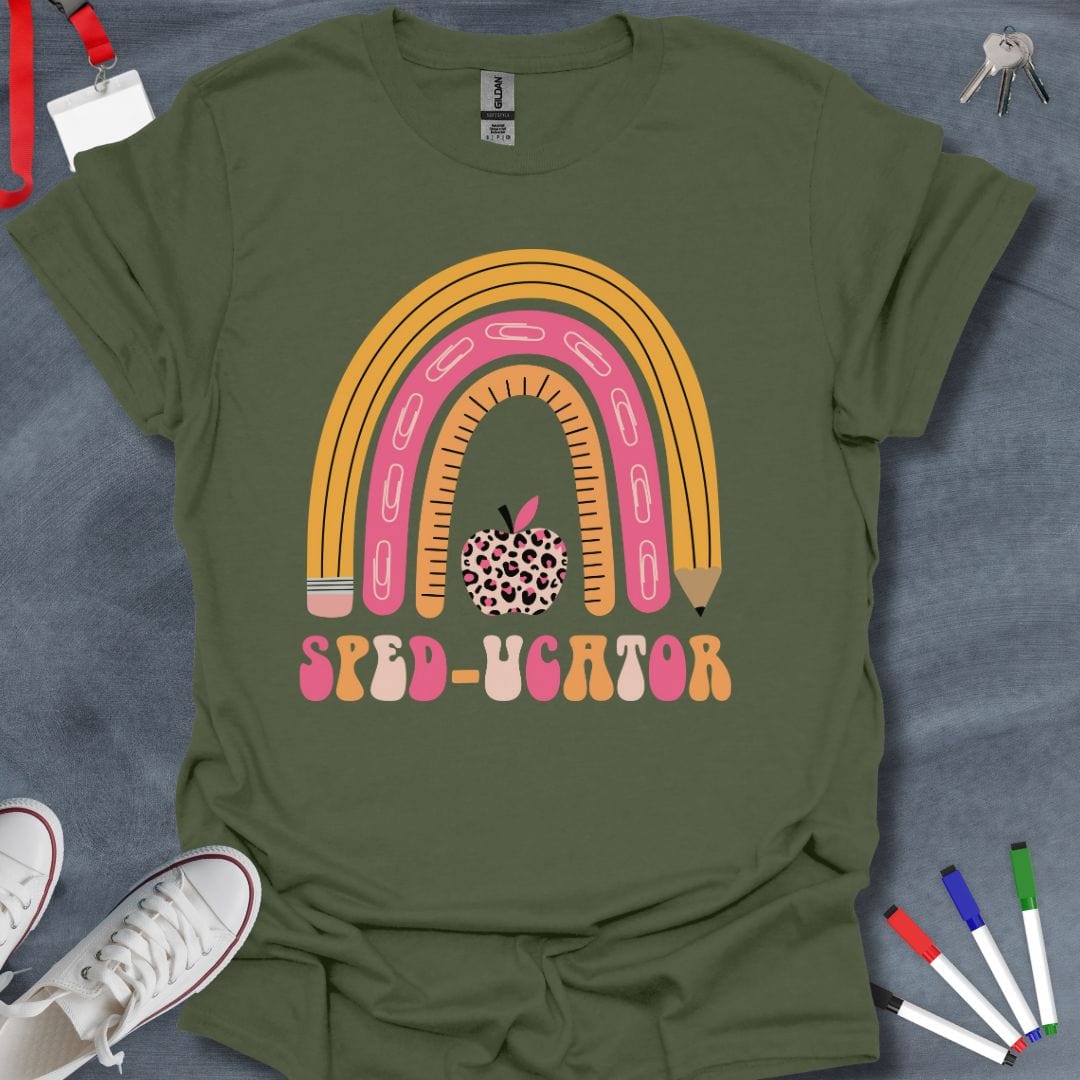 Teacher T-Shirt Military Green / S SPED-ucator T-Shirt