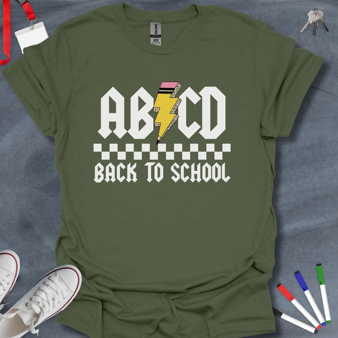 Teacher T-Shirt Military Green / S ABCD Back to School T-Shirt