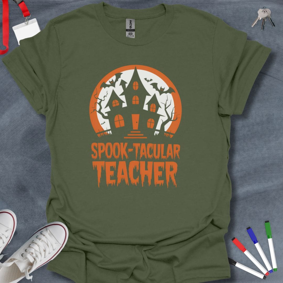 Teacher T-Shirt Military Green / S Spook-tacular Teacher Halloween T-Shirt