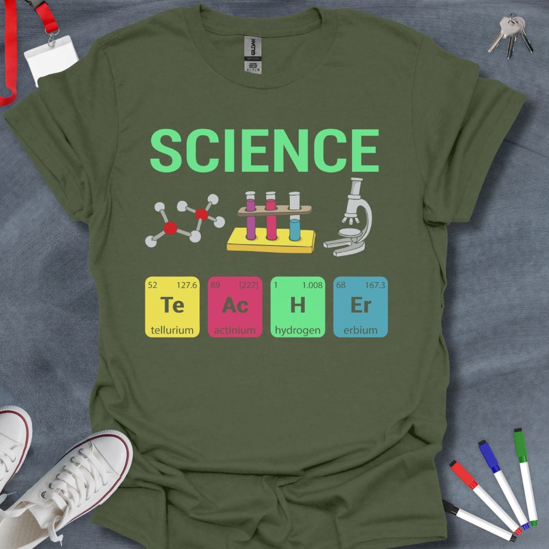 Teacher T-Shirt Military Green / S Elemental Passion for Science Teacher T-Shirt