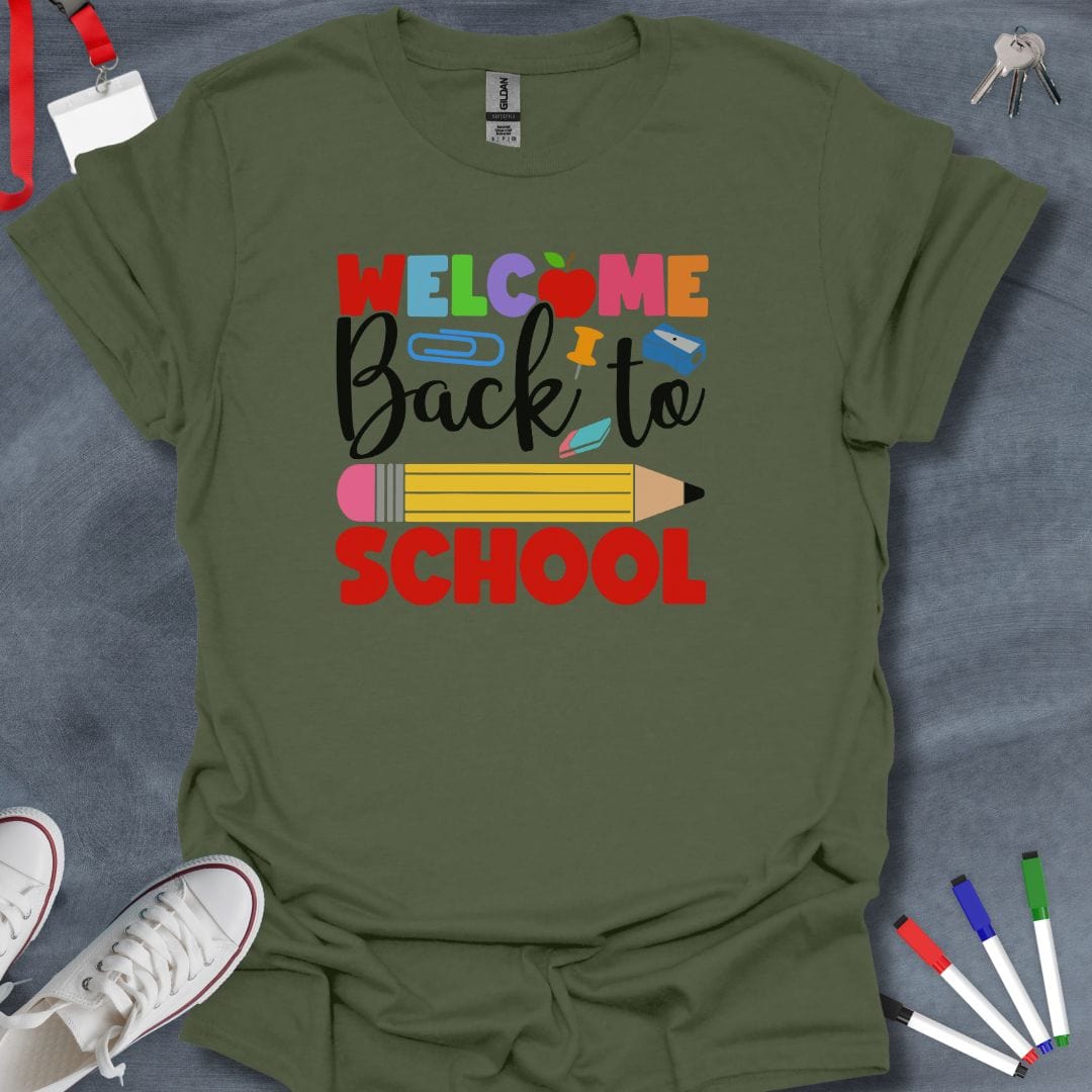 Teacher T-Shirt Military Green / S Welcome Back to School T-Shirt