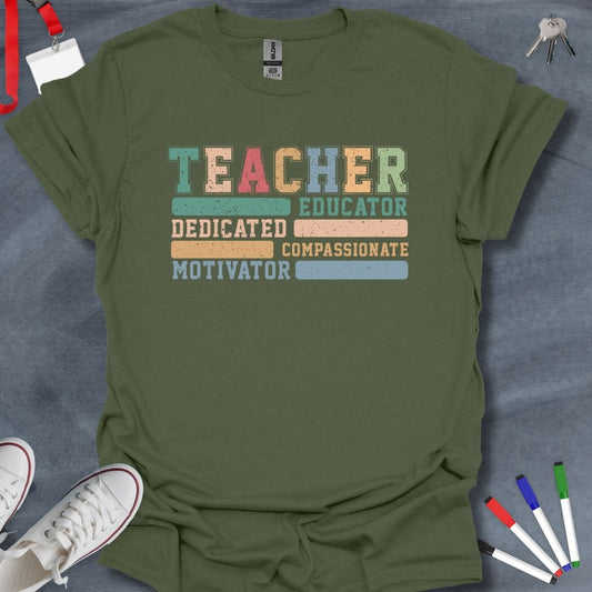 Teacher T-Shirt Military Green / S Teacher Traits Multicolored T-Shirt